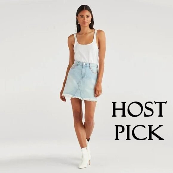 NWT 7 For All Mankind blue denim mini skirt, 25 - Picture 2 of 12